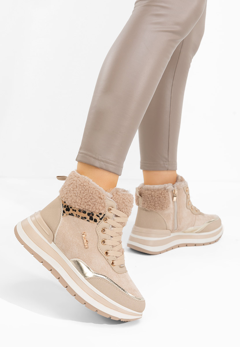 Khaki sneakersy wysokie Lisaia