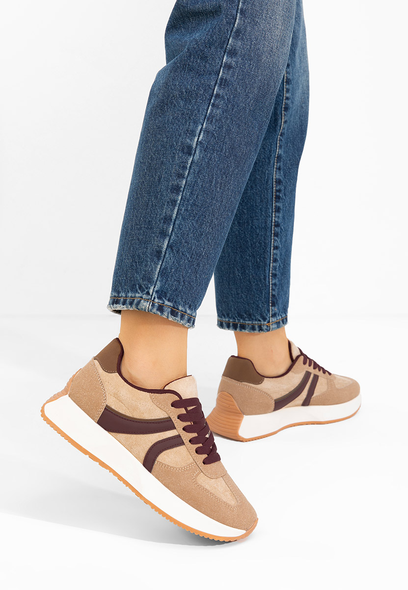 Brązowe sneakersy damskie Caragea