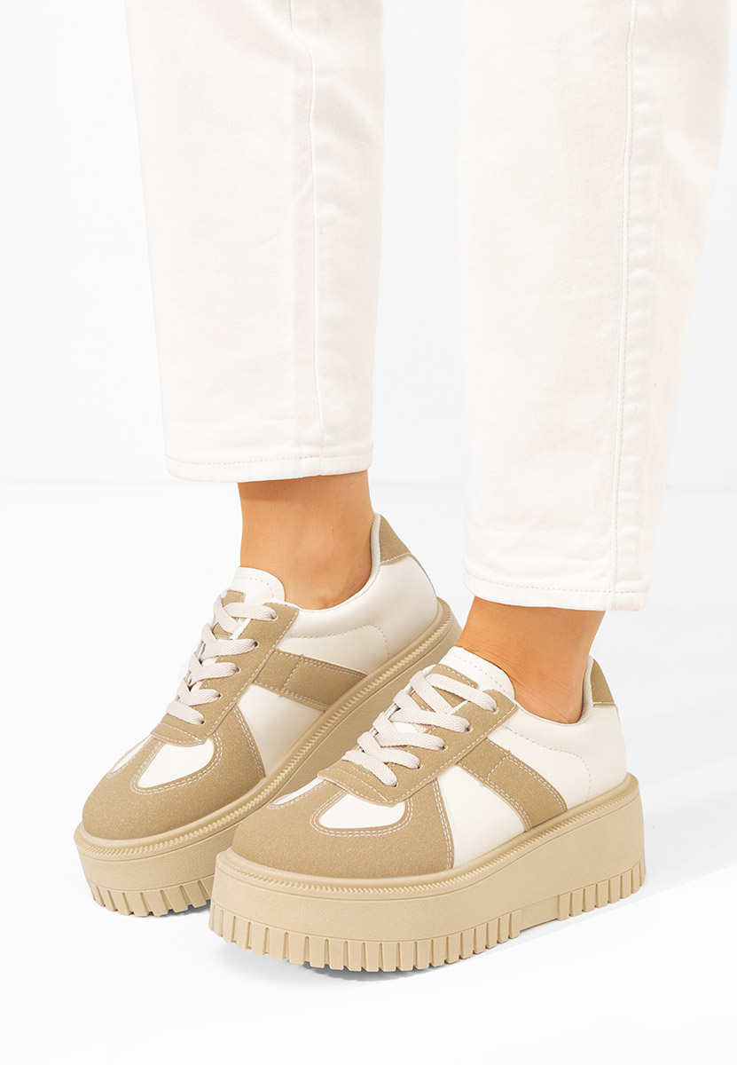 Camelowe sneakersy na platformie Michele