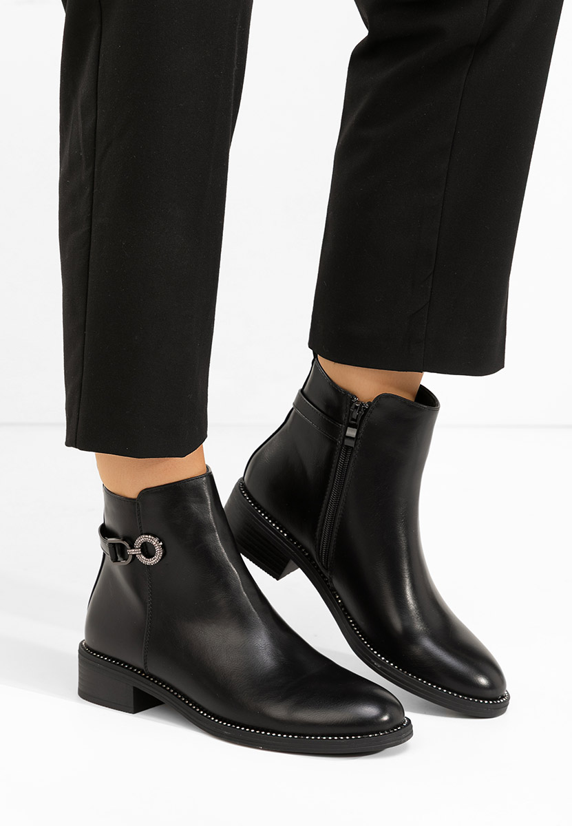 Czarne botki płaskie Ranae