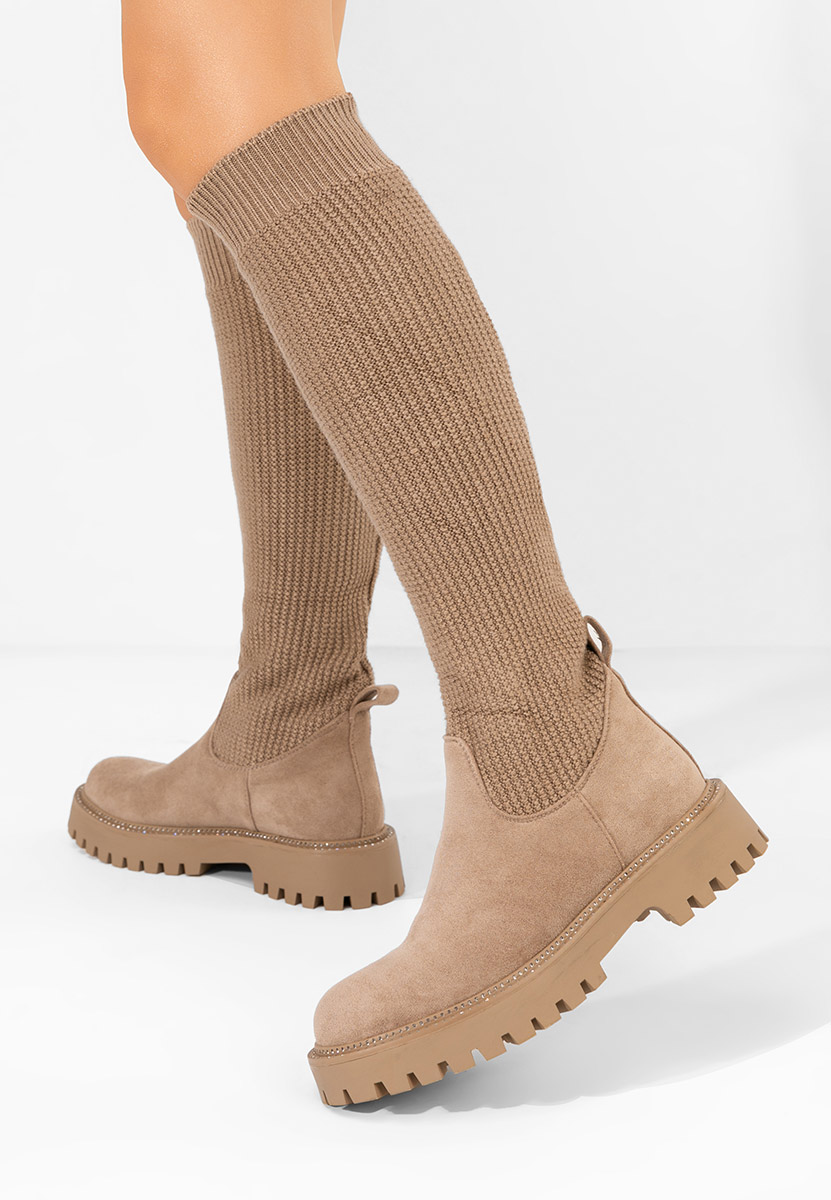 Khaki kozaki z elastyczną cholewką Zorina V2