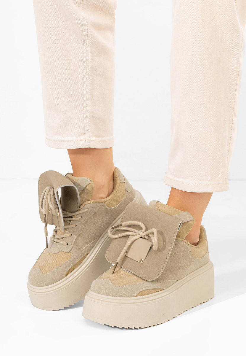 Khaki sneakersy na platformie Oliveia