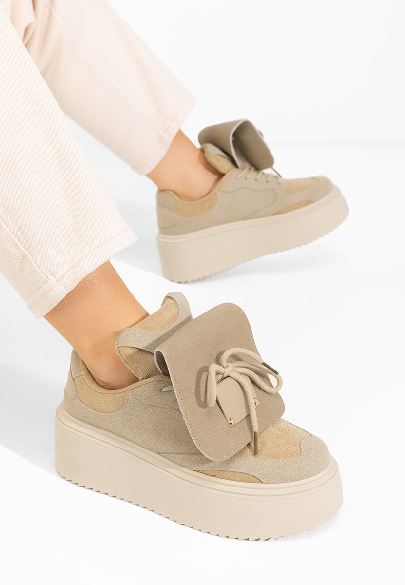 Khaki sneakersy na platformie Oliveia