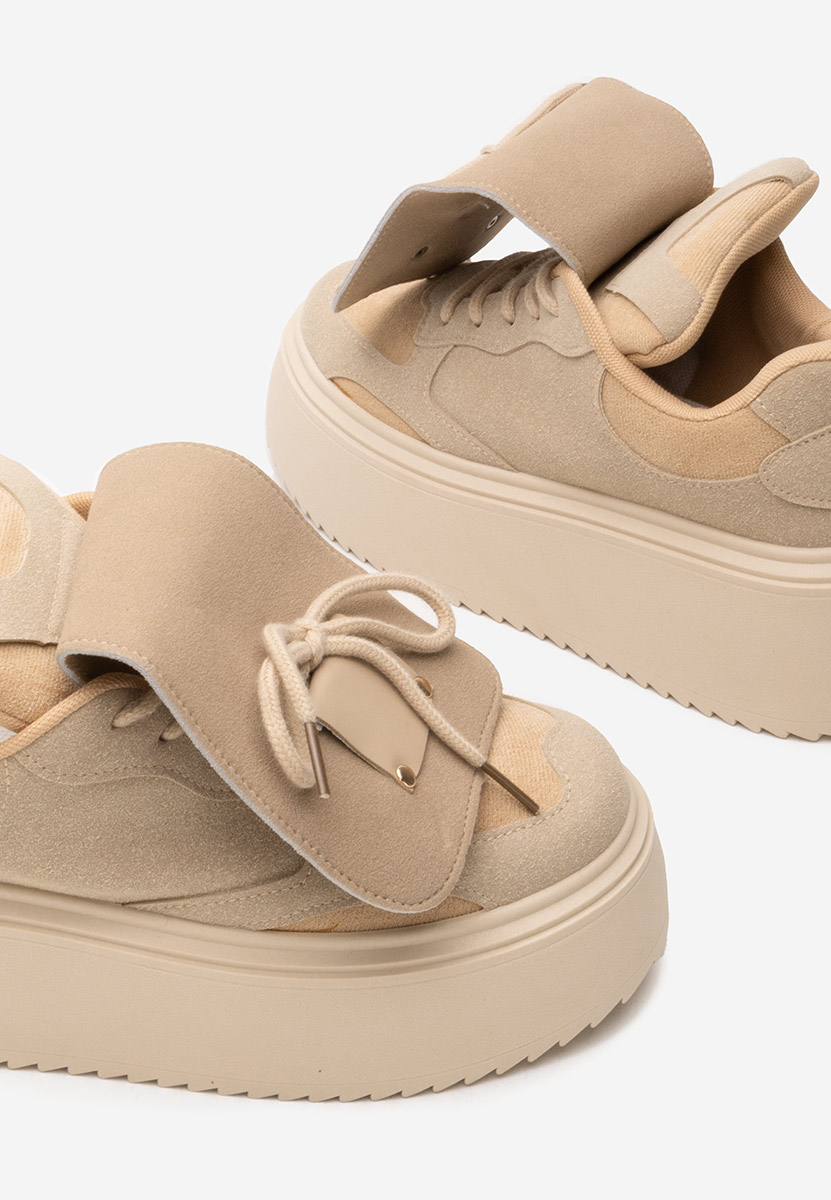 Khaki sneakersy na platformie Oliveia