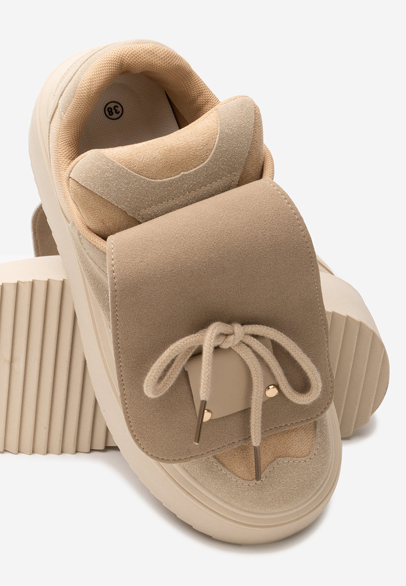 Khaki sneakersy na platformie Oliveia
