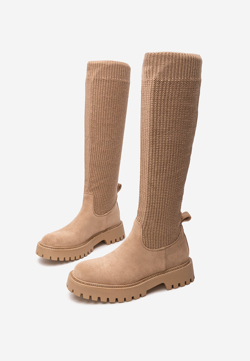 Khaki kozaki z elastyczną cholewką Zorina V2