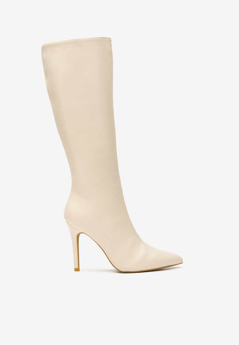 Beżowe kozaki na szpilce Kiva