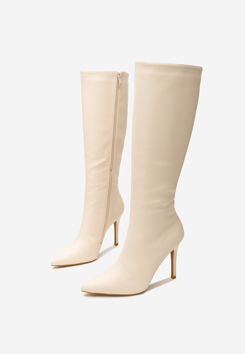 Beżowe kozaki na szpilce Kiva