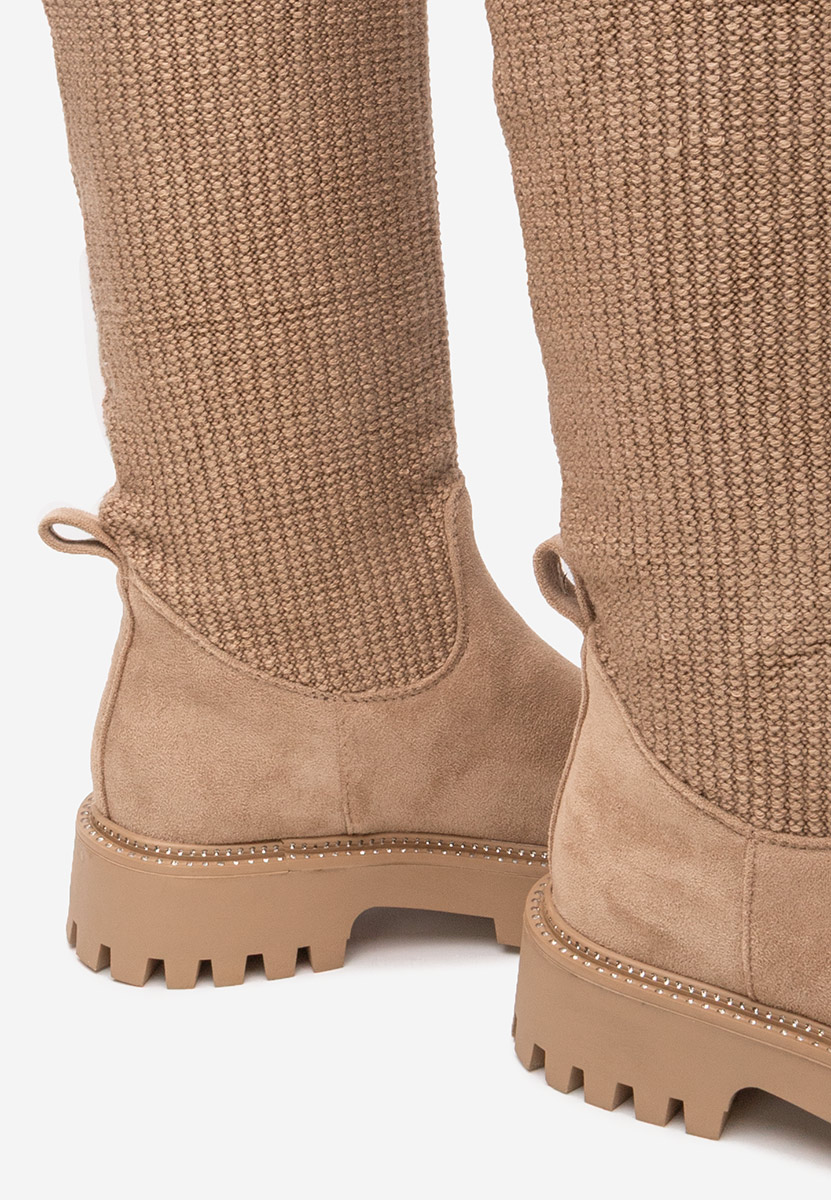 Khaki kozaki z elastyczną cholewką Zorina V2