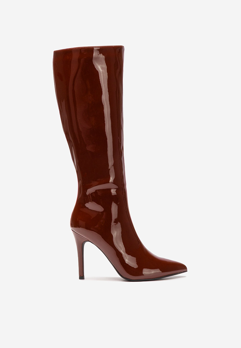 Bordowe kozaki na szpilce Kiva