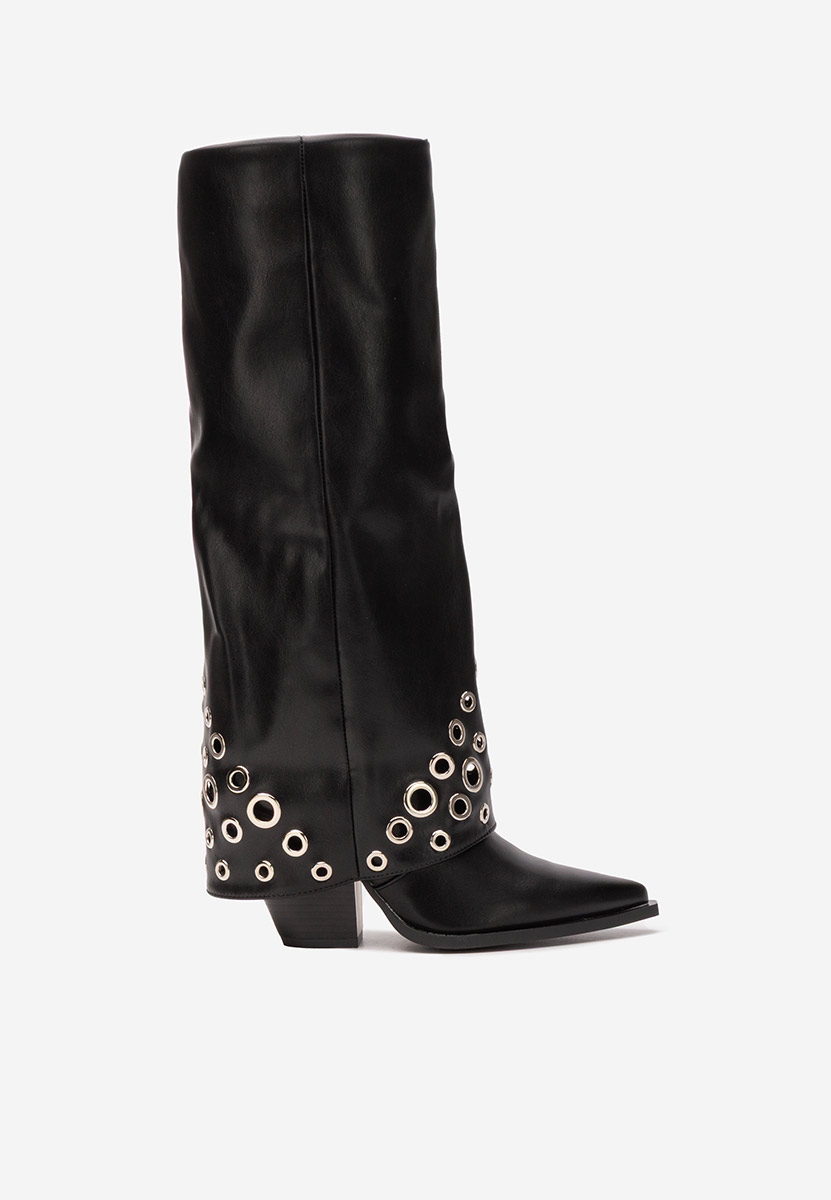 Czarne kozaki na słupku Tovia