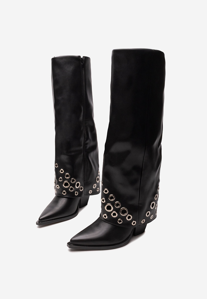 Czarne kozaki na słupku Tovia