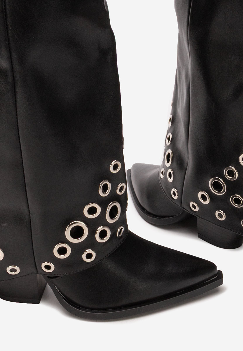 Czarne kozaki na słupku Tovia