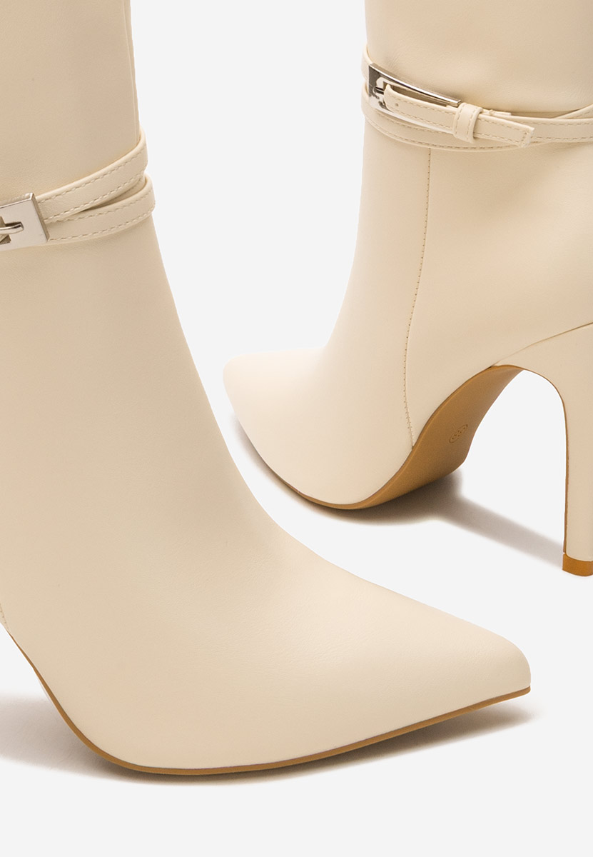 Beżowe kozaki na szpilce Nivora