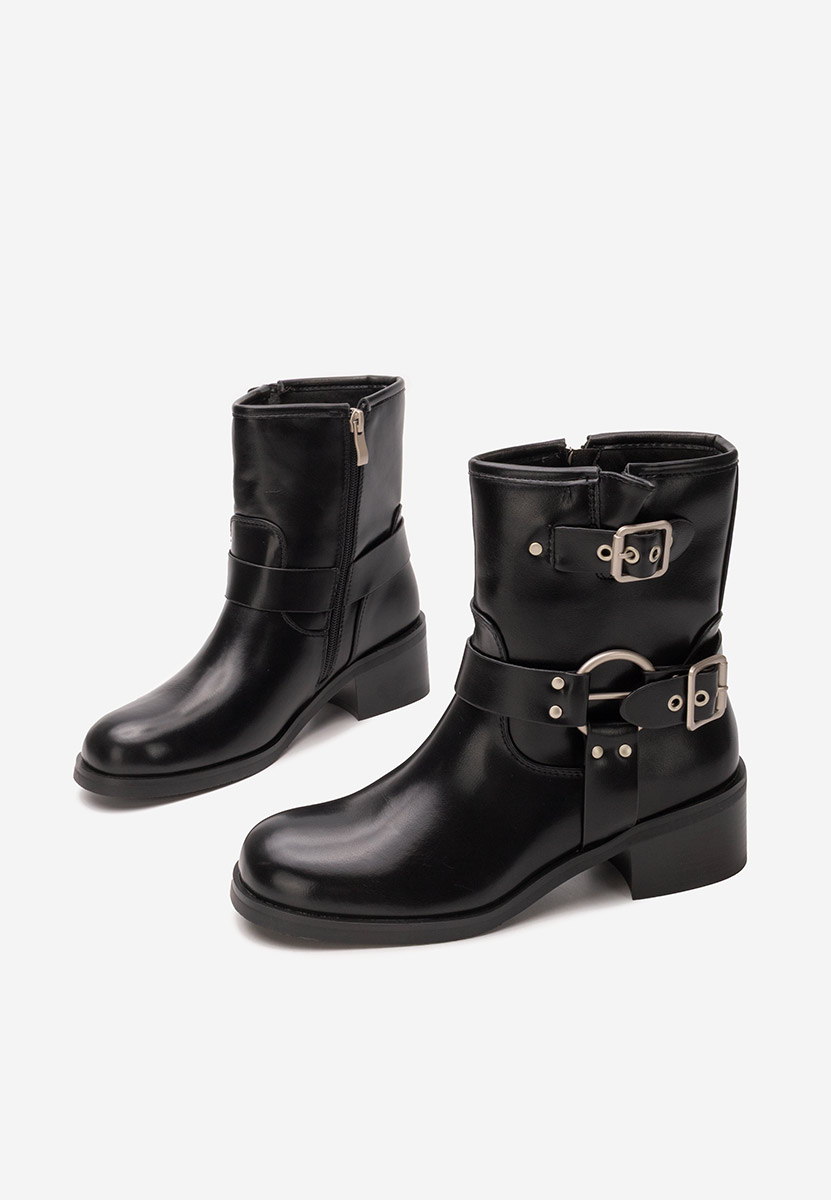 Czarne botki płaskie Pamira