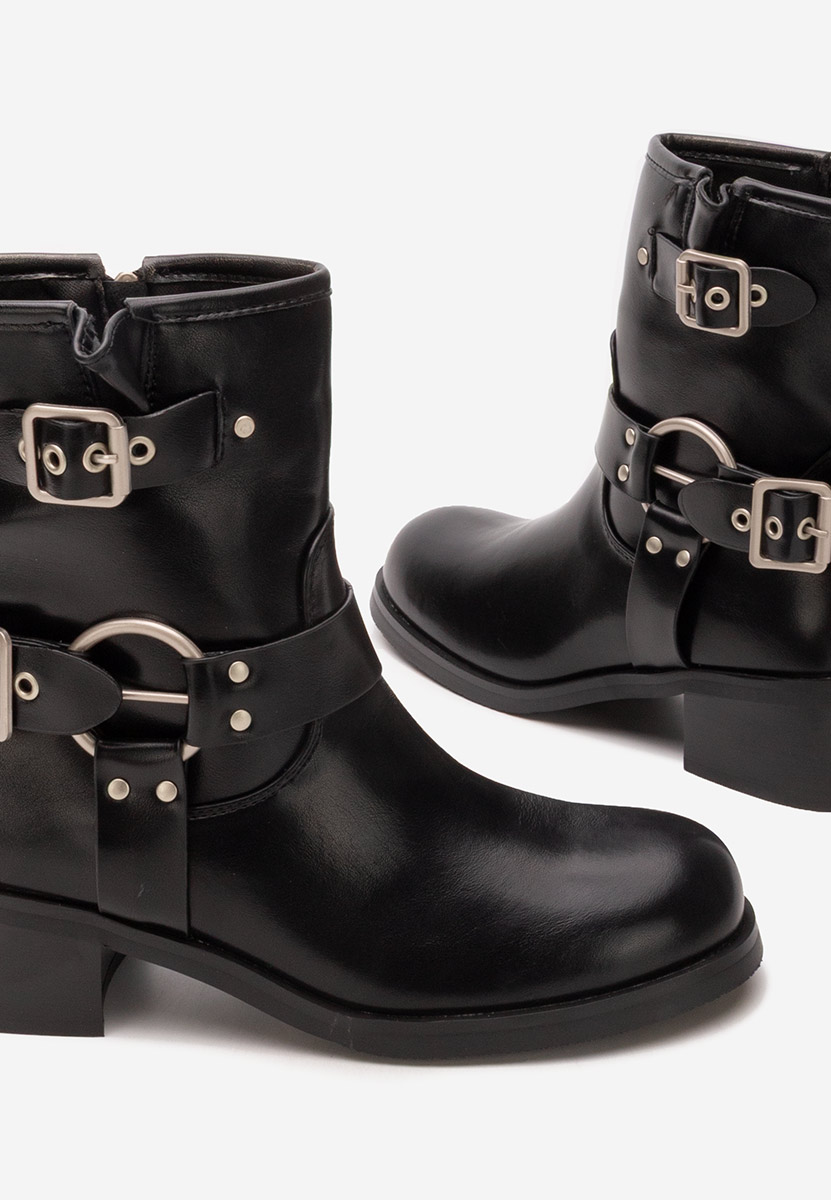 Czarne botki płaskie Pamira