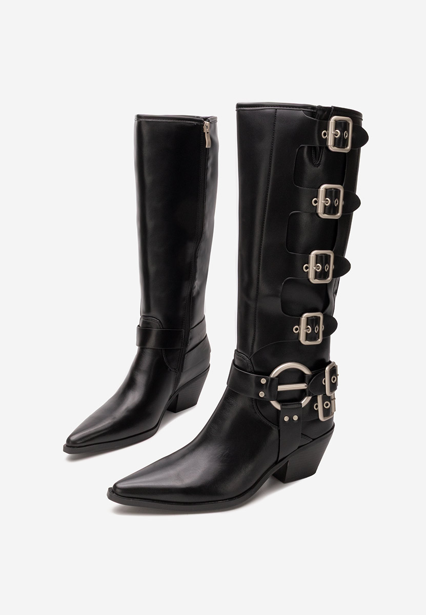 Czarne kozaki na słupku Laoise