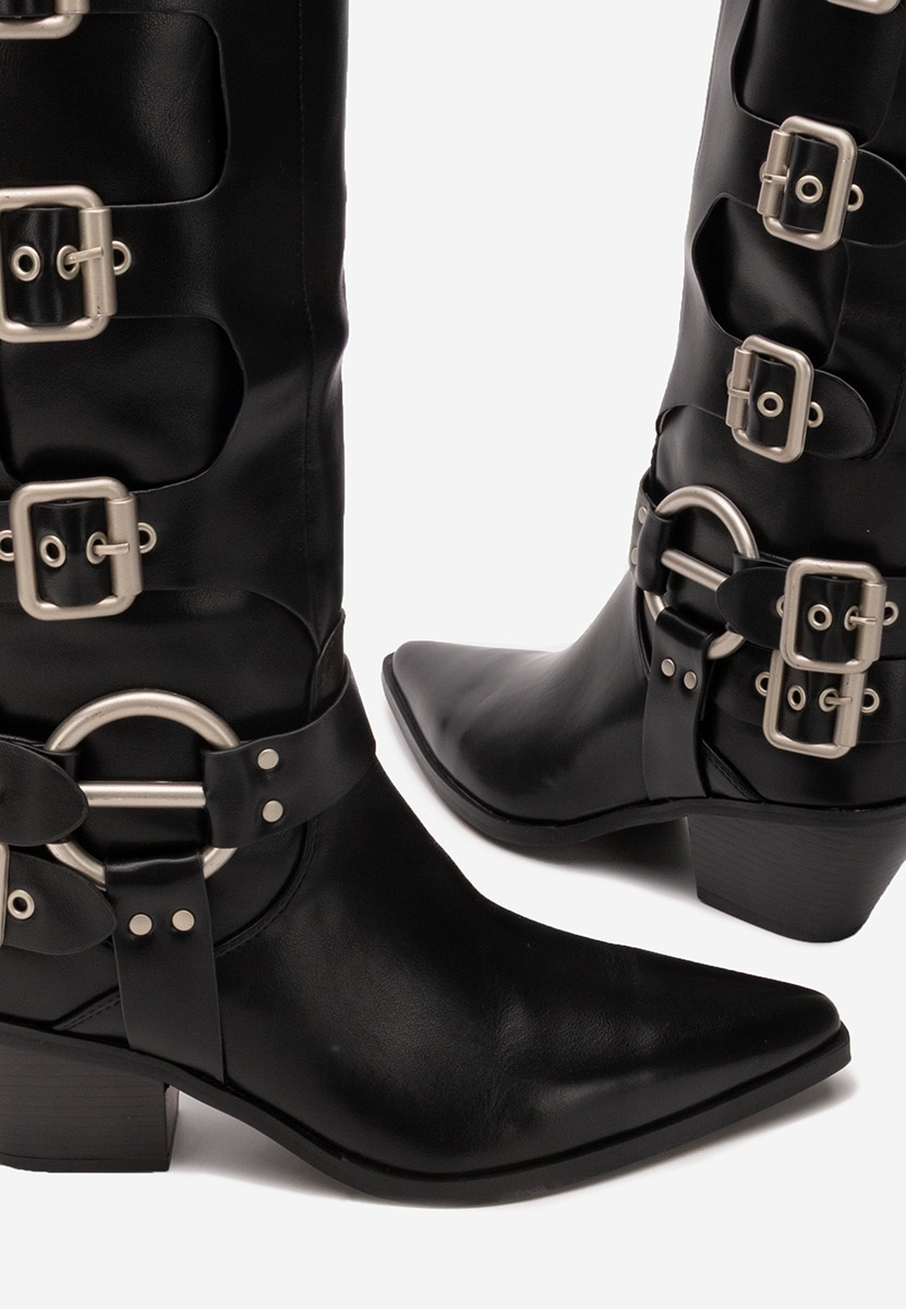 Czarne kozaki na słupku Laoise