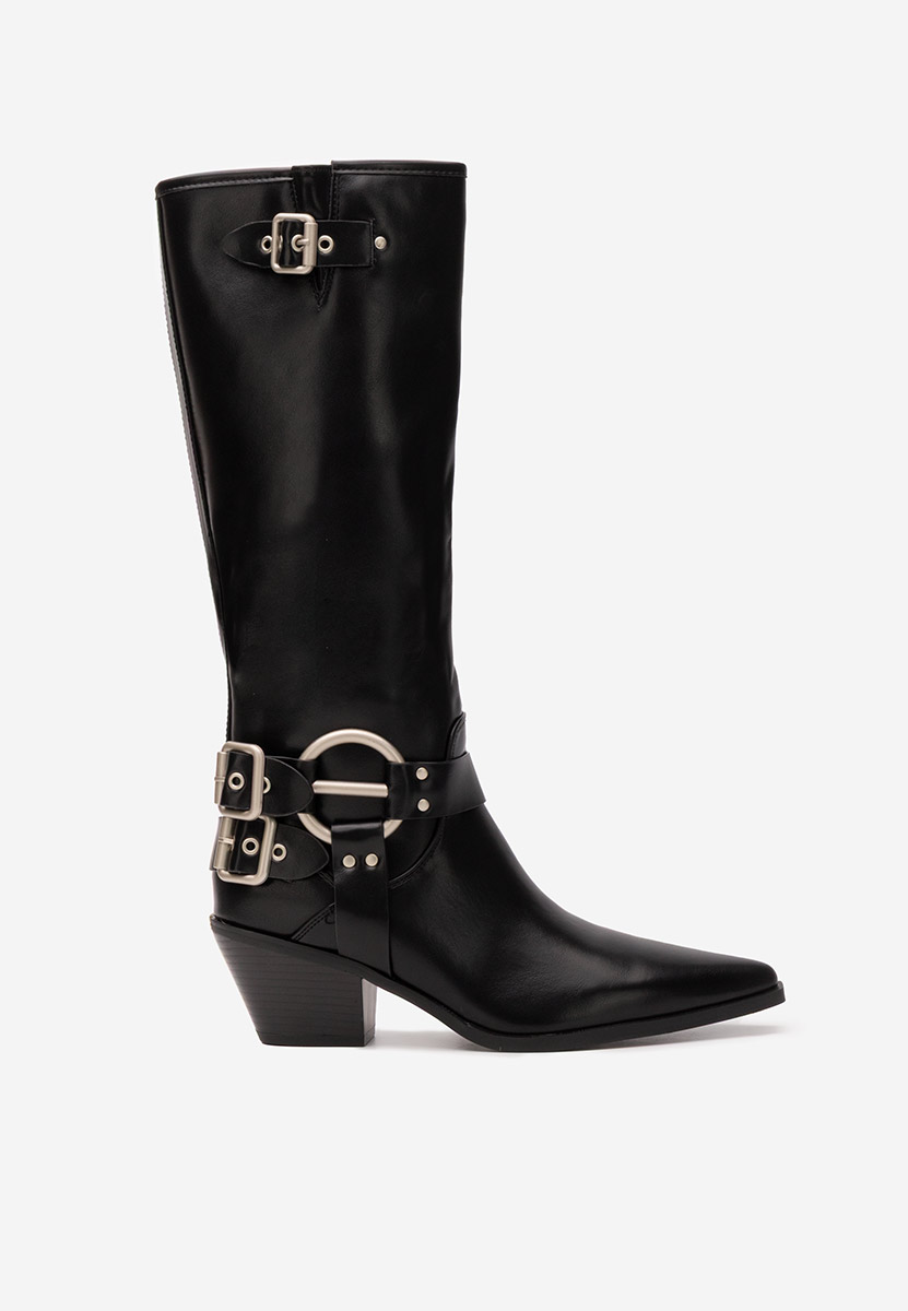 Czarne kozaki na słupku Laoise V2