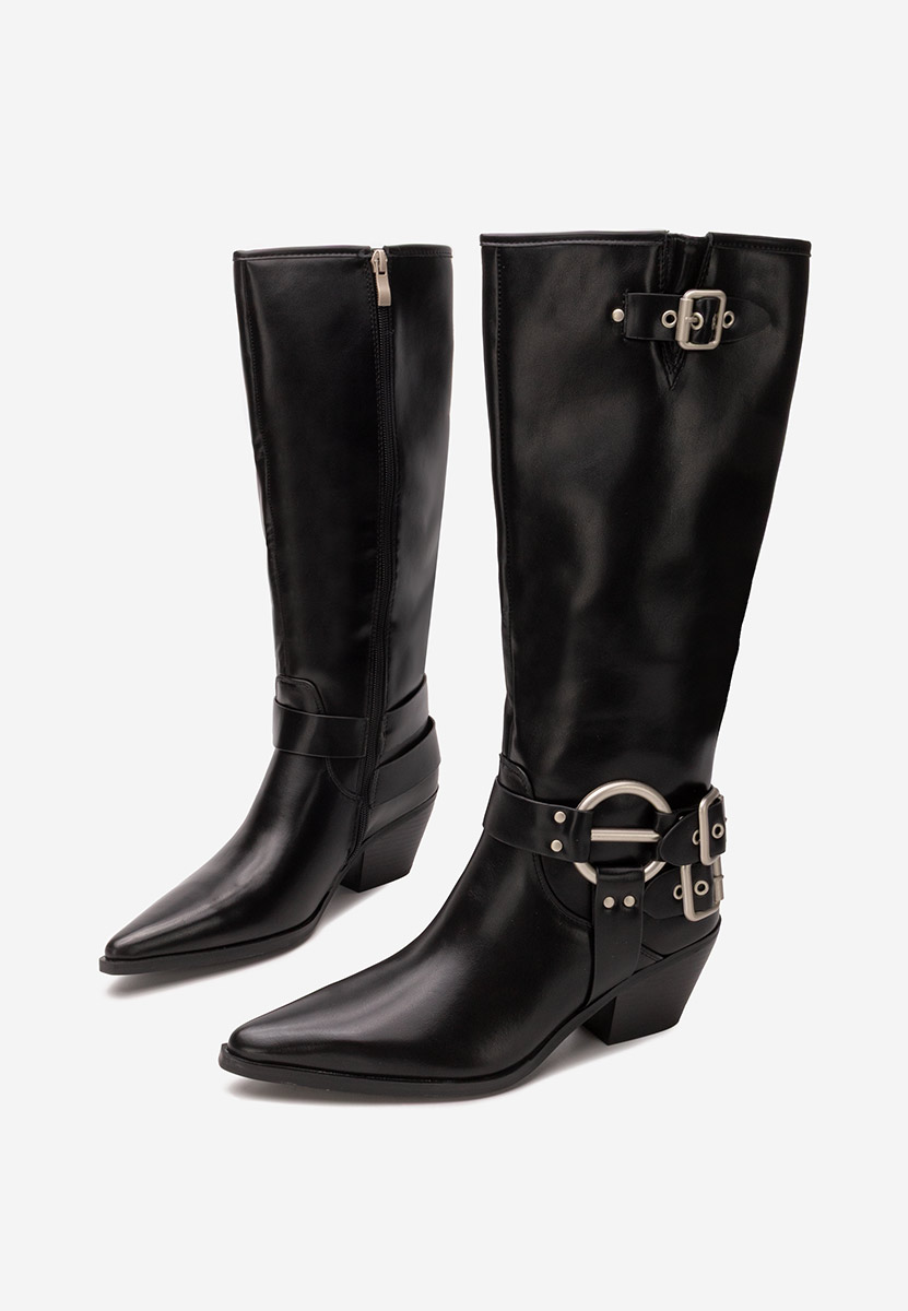 Czarne kozaki na słupku Laoise V2