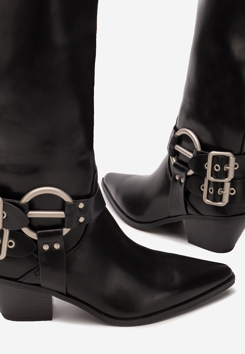 Czarne kozaki na słupku Laoise V2