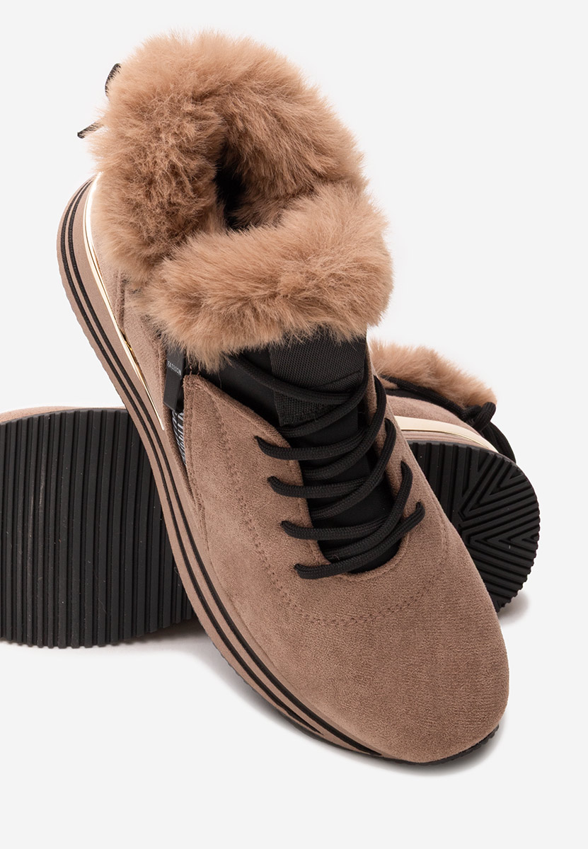 Khaki zimowe sneakersy damskie Axira