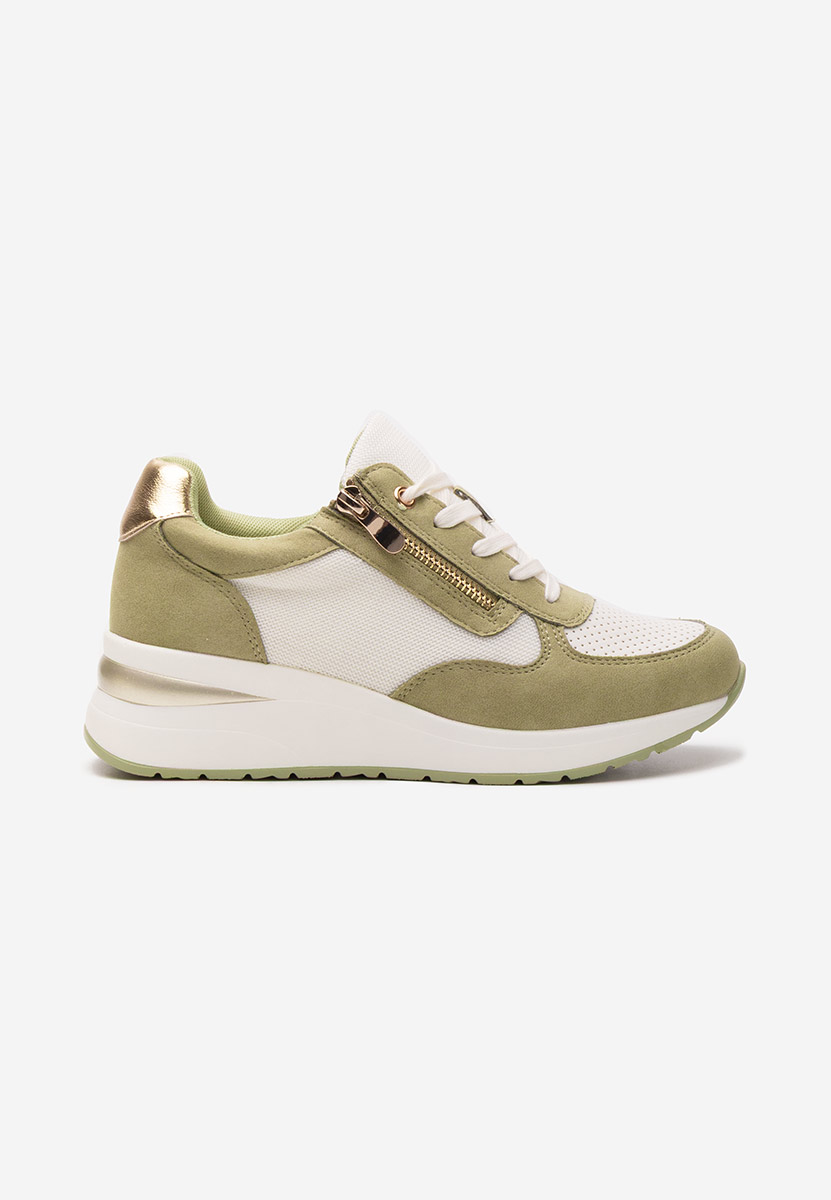 Zielone sneakersy na koturnie Floreia