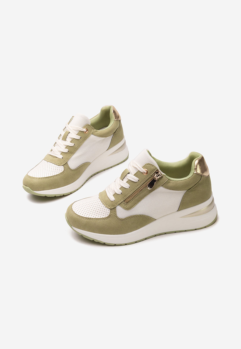 Zielone sneakersy na koturnie Floreia