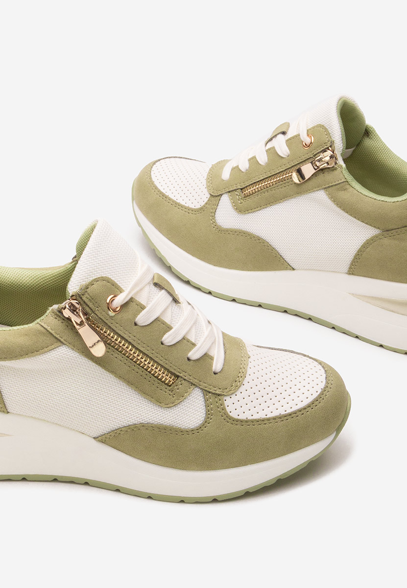 Zielone sneakersy na koturnie Floreia