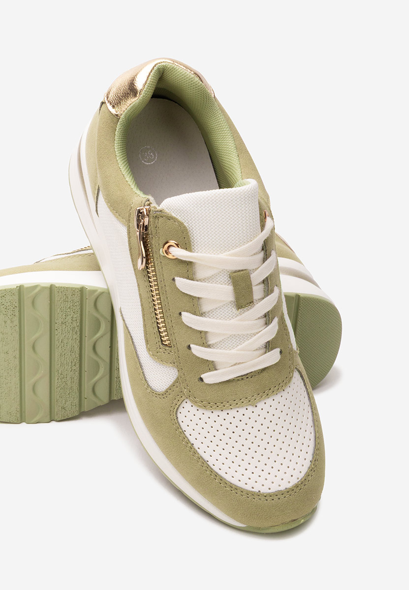 Zielone sneakersy na koturnie Floreia