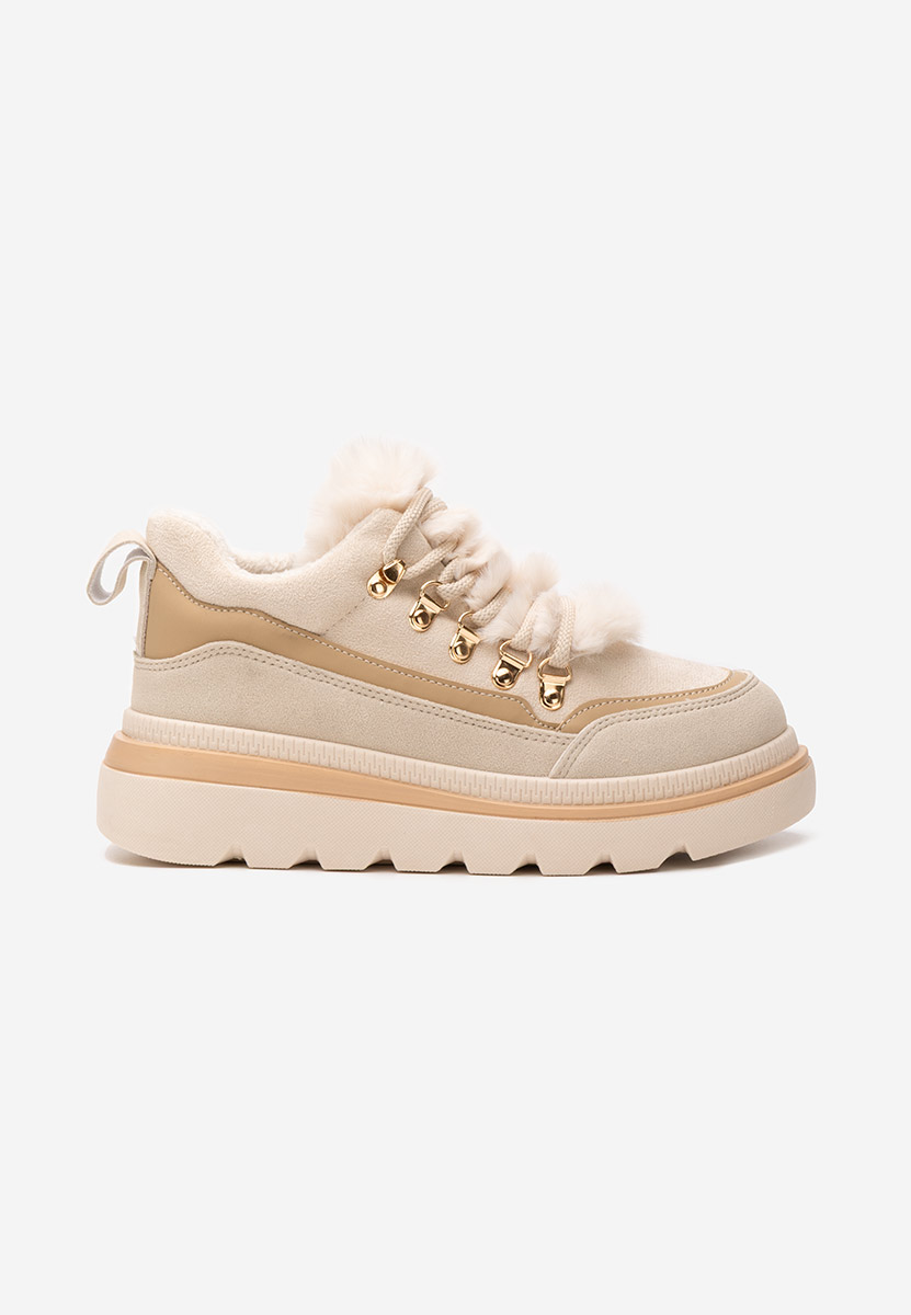 Beżowe zimowe sneakersy damskie Clavira