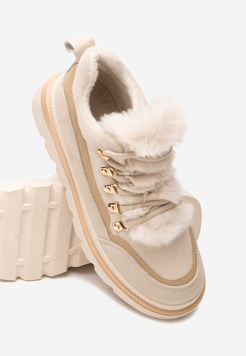 Beżowe zimowe sneakersy damskie Clavira