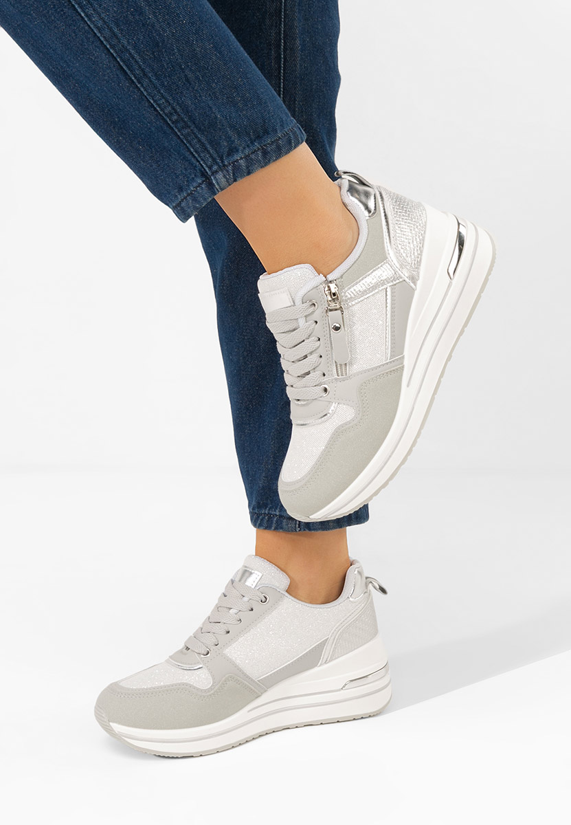 Szare sneakersy na platformie 