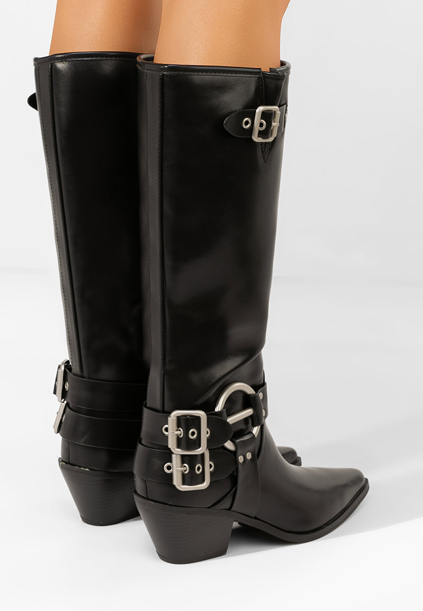 Czarne kozaki na słupku Laoise V2