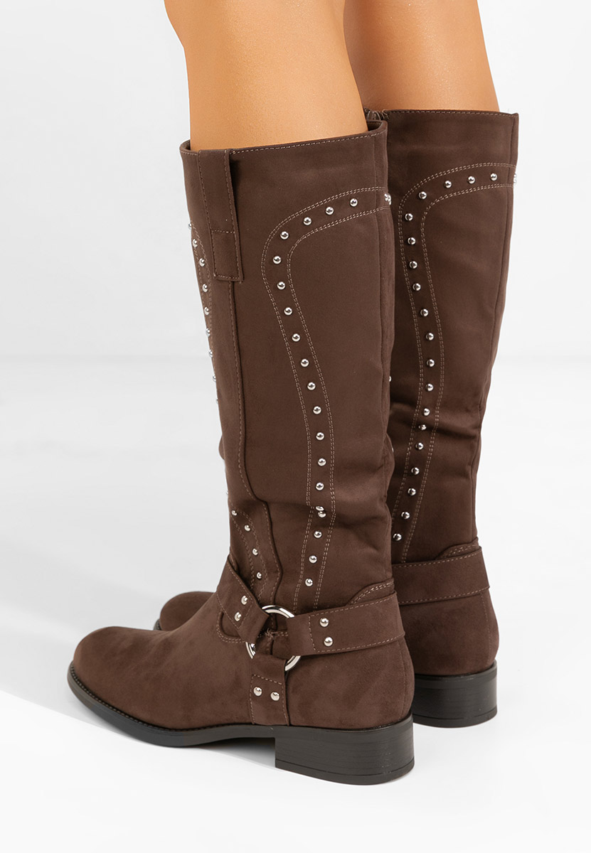 Brązowe oficerki damskie Nalira