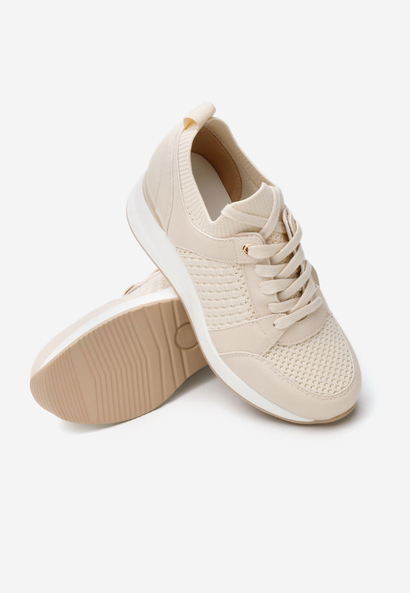 Beżowe sneakersy na koturnie Ellsa