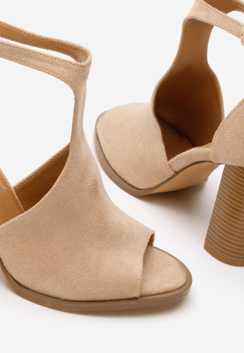 Khaki sandały na słupku Jolanda