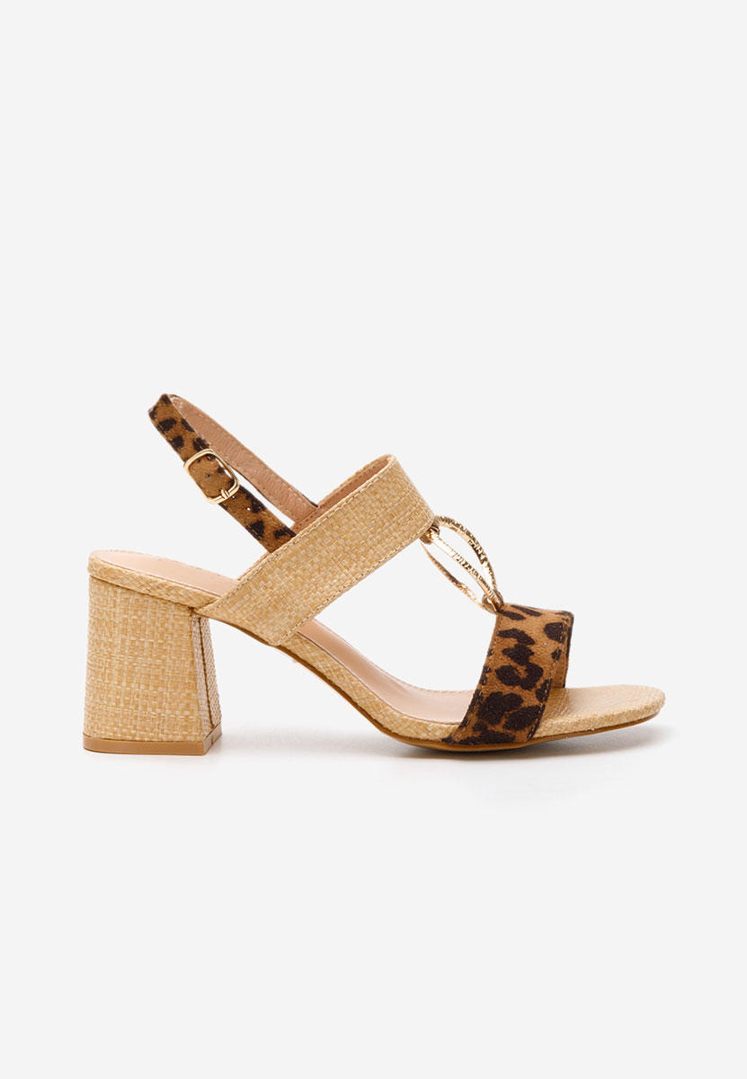 Panterkowe sandały na słupku Annyta