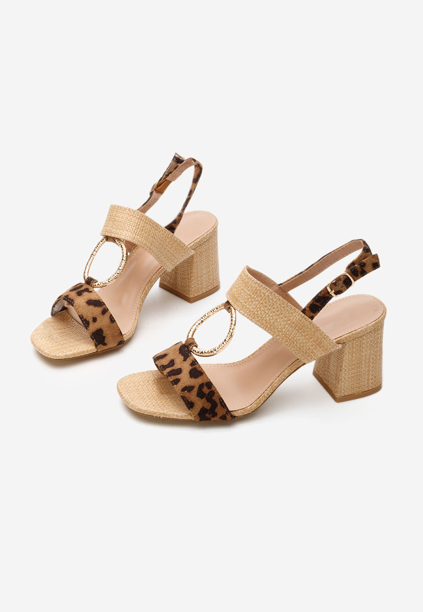 Panterkowe sandały na słupku Annyta
