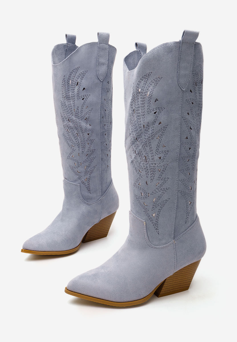 Niebieski kozaki kowbojki damskie Indaia