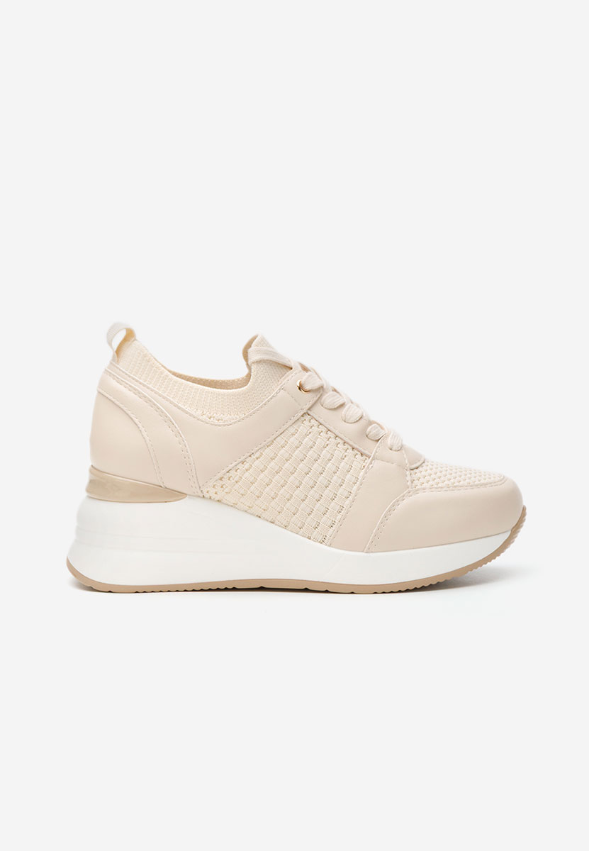 Beżowe sneakersy na koturnie Ellsa