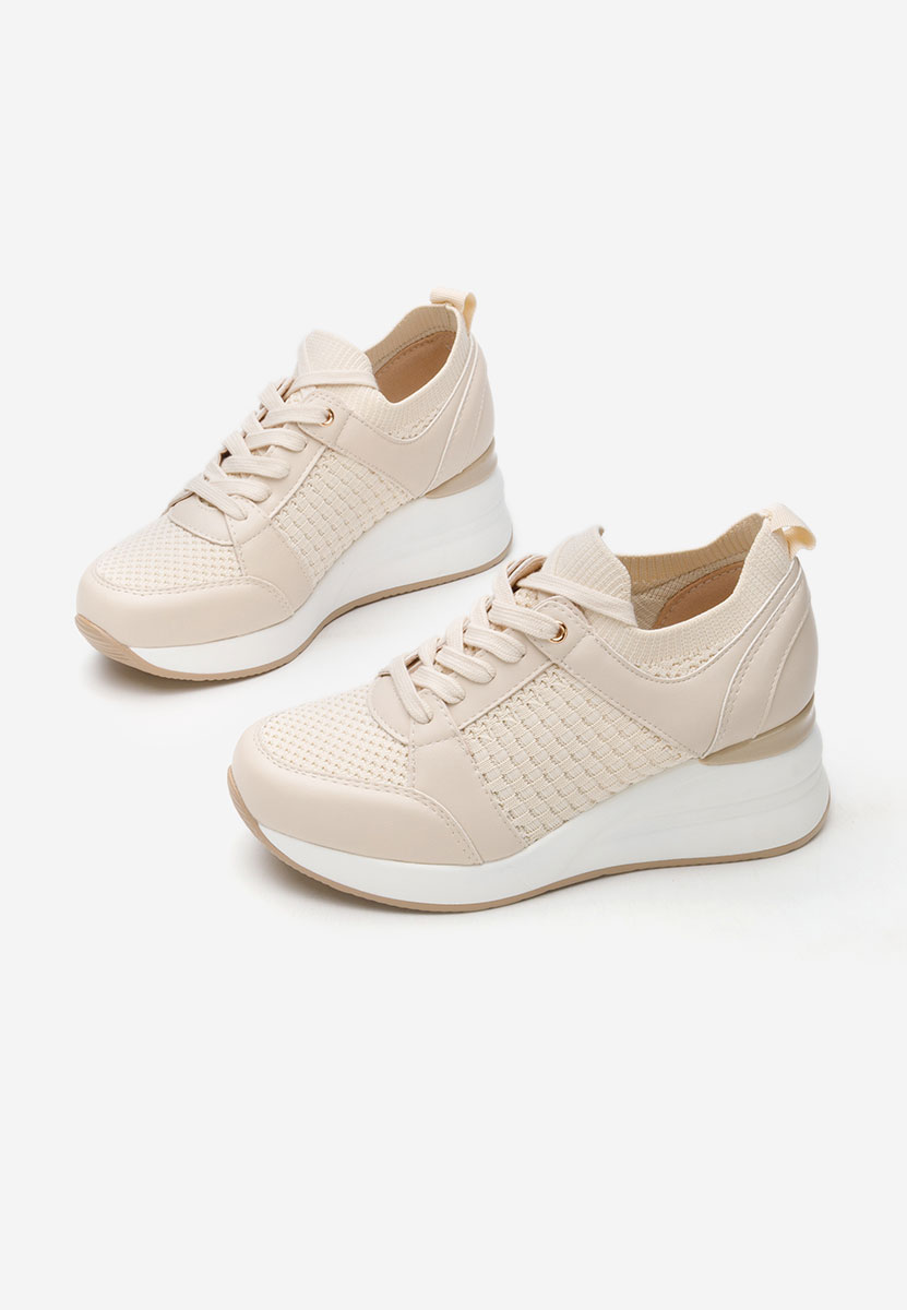 Beżowe sneakersy na koturnie Ellsa