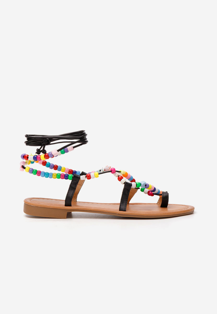 Czarne sandały płaski Bertha