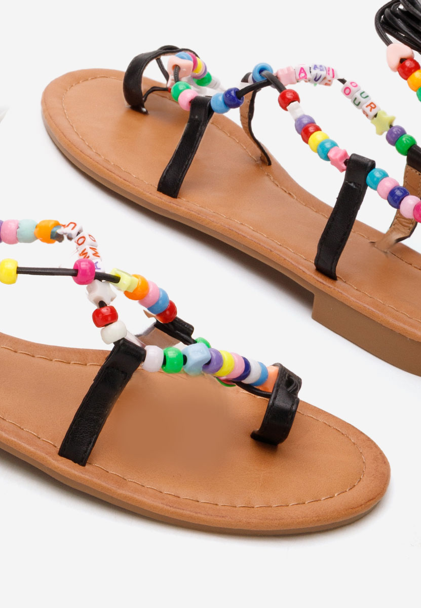 Czarne sandały płaski Bertha