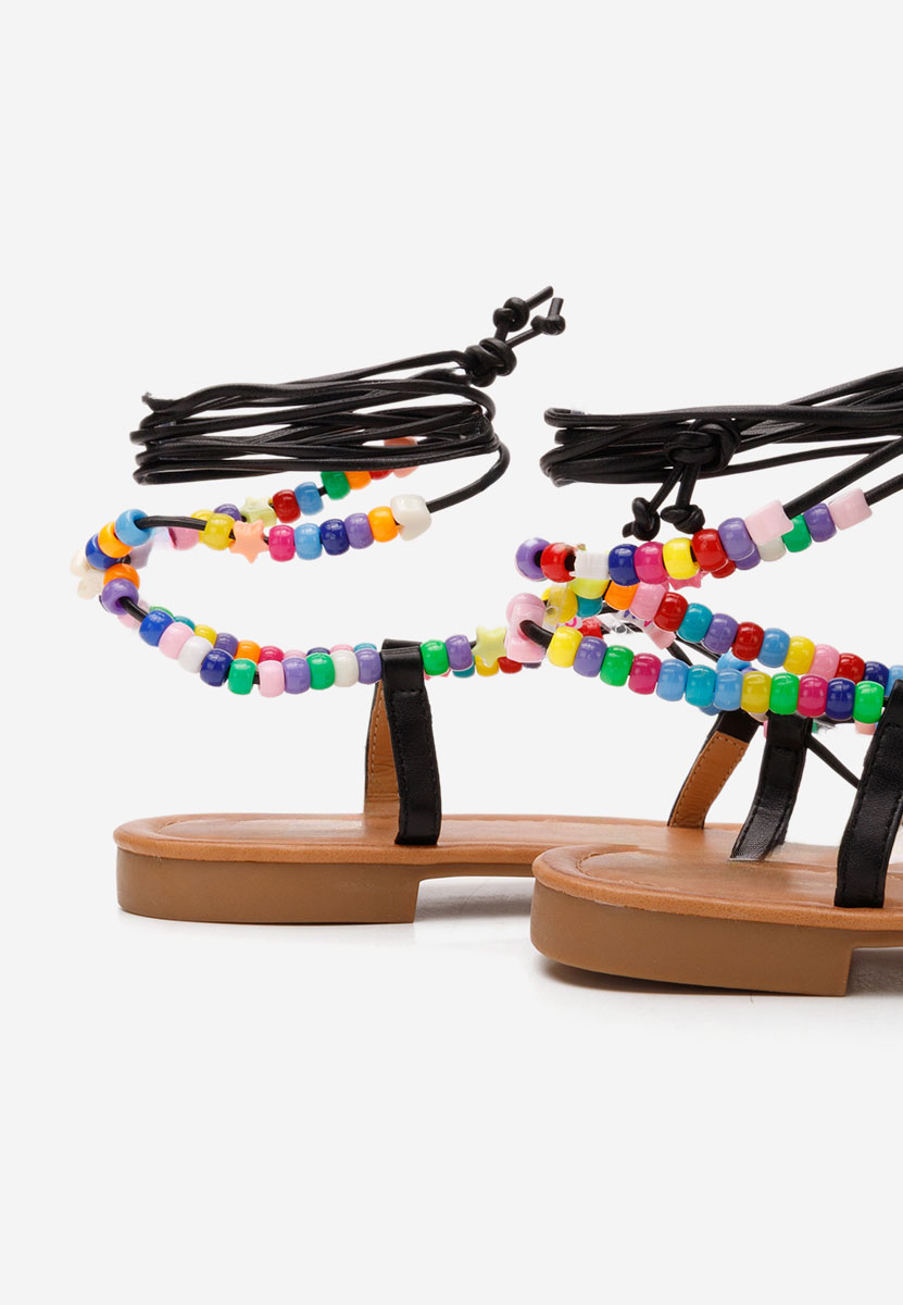 Czarne sandały płaski Bertha