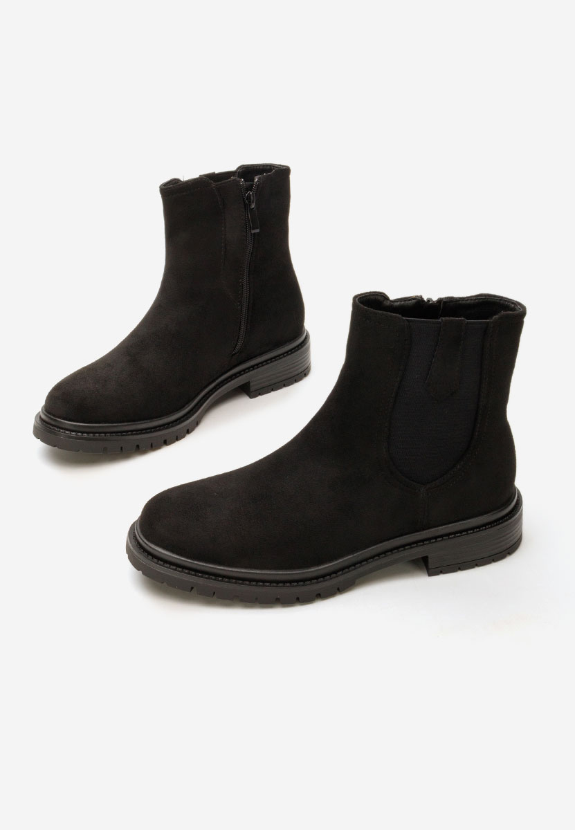 Czarne botki płaskie Nevea