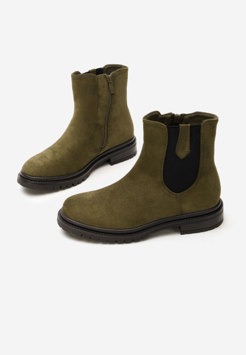 Zielone botki płaskie Nevea