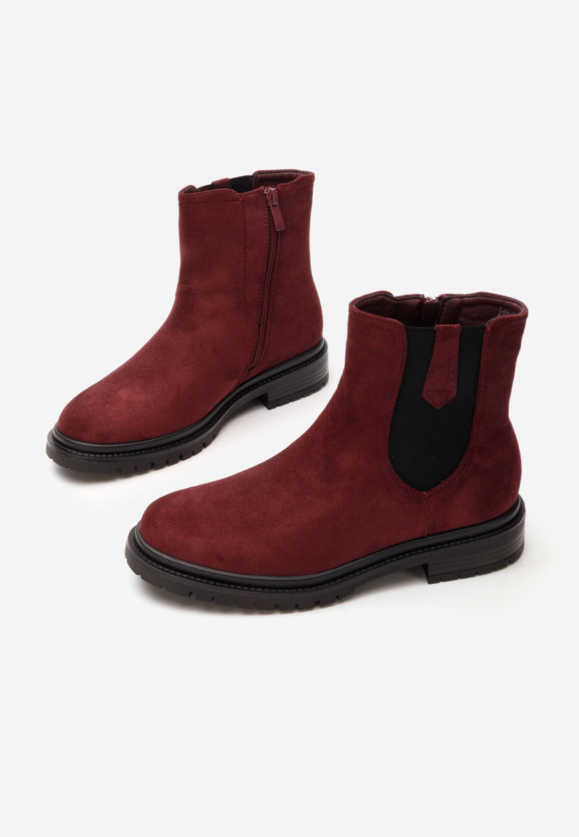 Bordowe botki płaskie Nevea