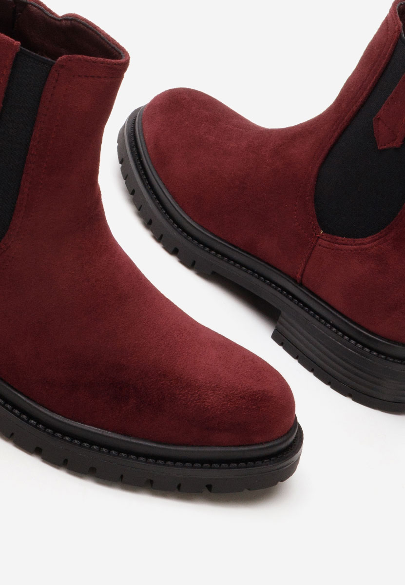 Bordowe botki płaskie Nevea