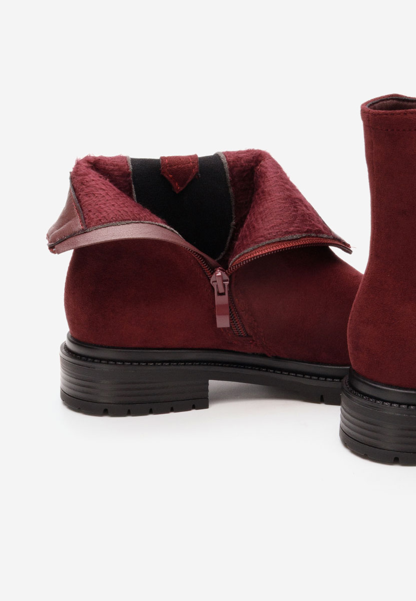 Bordowe botki płaskie Nevea